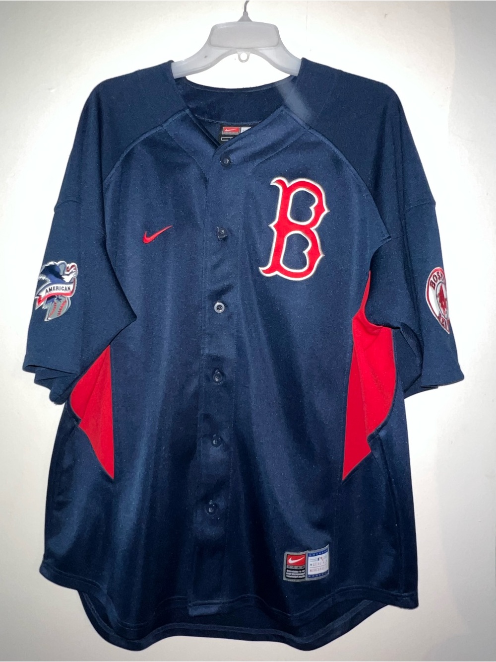 Nike Navy & Red Men’s Baseball Jersey with B Chest Logo